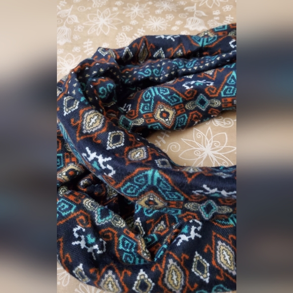 Eternity Scarf By Sylvia Fashion Scarves**Navy Blue Print** - Picture 3 of 6